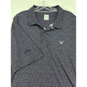 Callaway Opti-Dri Mens XXL Golf Polo Shirt Blue Pink Micro Print CGKSF0L9